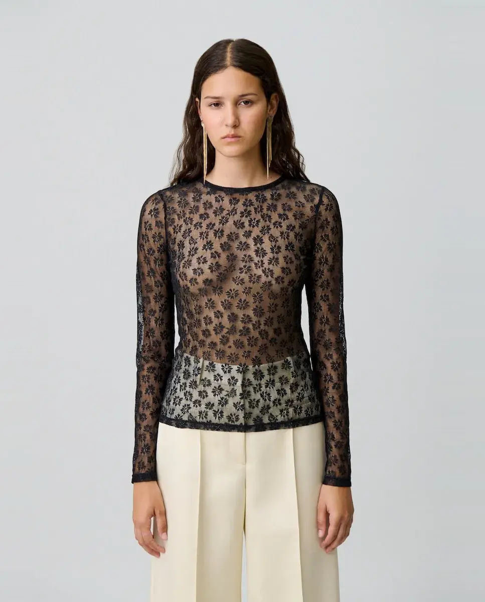 

Женский прозрачный кружевной топ Claudie Pierlot, черный