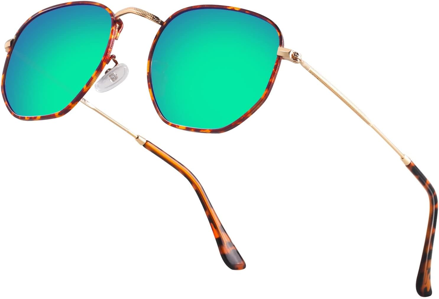 

Хипстерские шестиугольные поляризованные солнцезащитные очки для мужчин и женщин, геометрические квадратные, маленькие, в винтажном стиле, с металлической оправой, ретро-очки Htms, Tortoise Frame Green Mirror