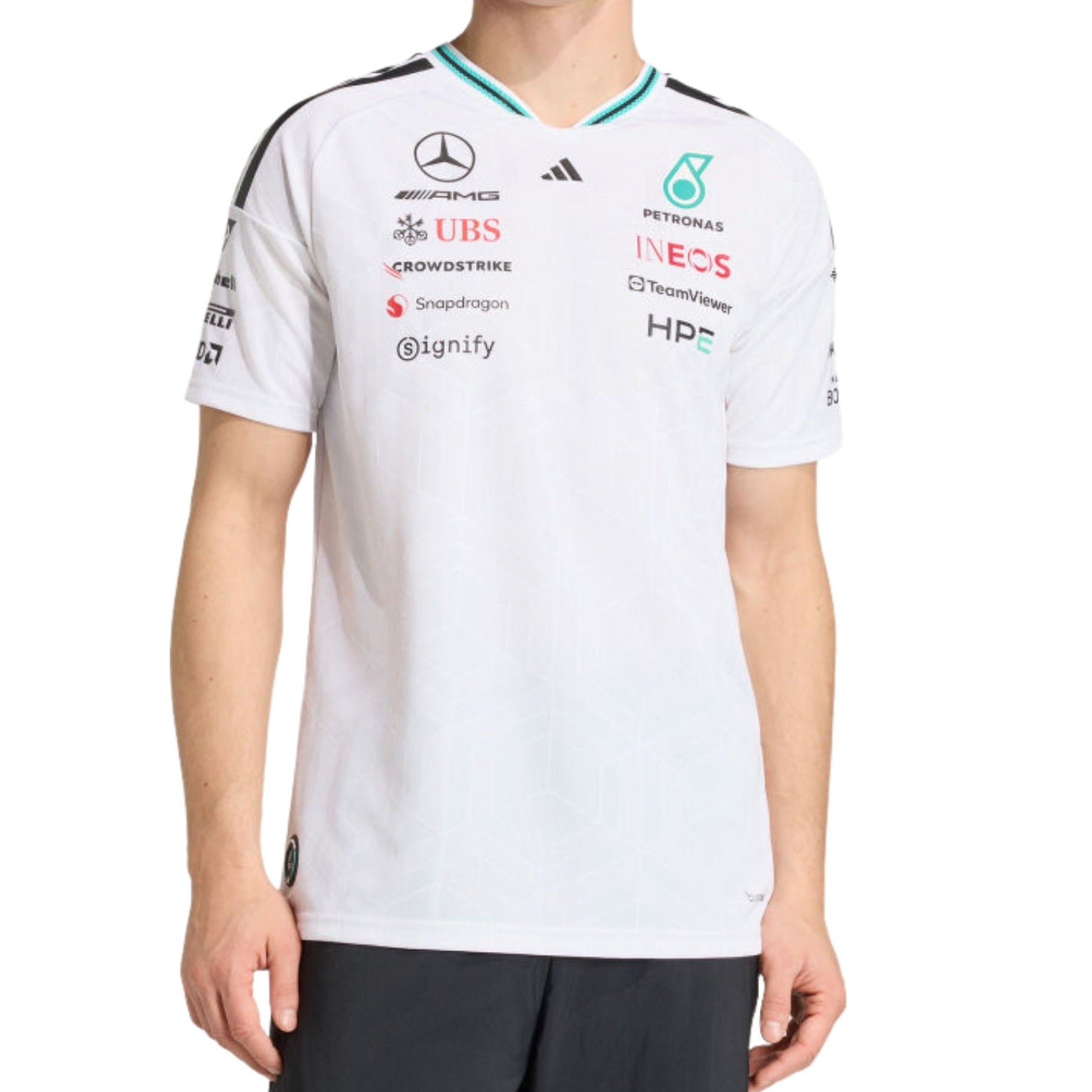 Оригинальная футболка пилота команды Формулы-1 Adidas x Mercedes AMG Petronas, белая — фото 2