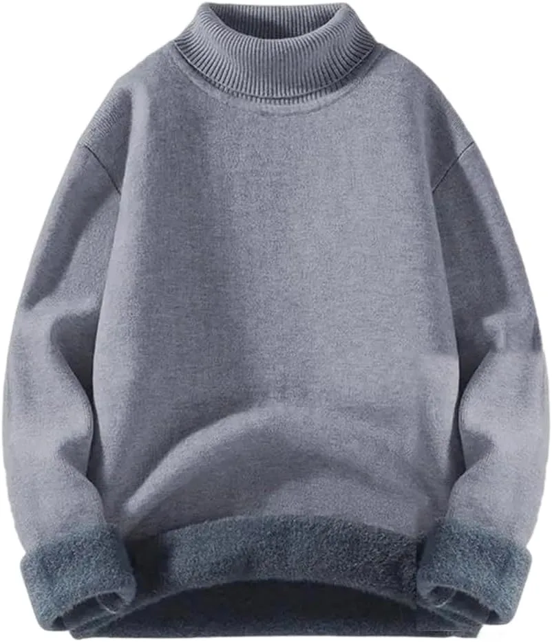 

Мужской зимний водолазка свитер вязаный флис теплый с длинным рукавом