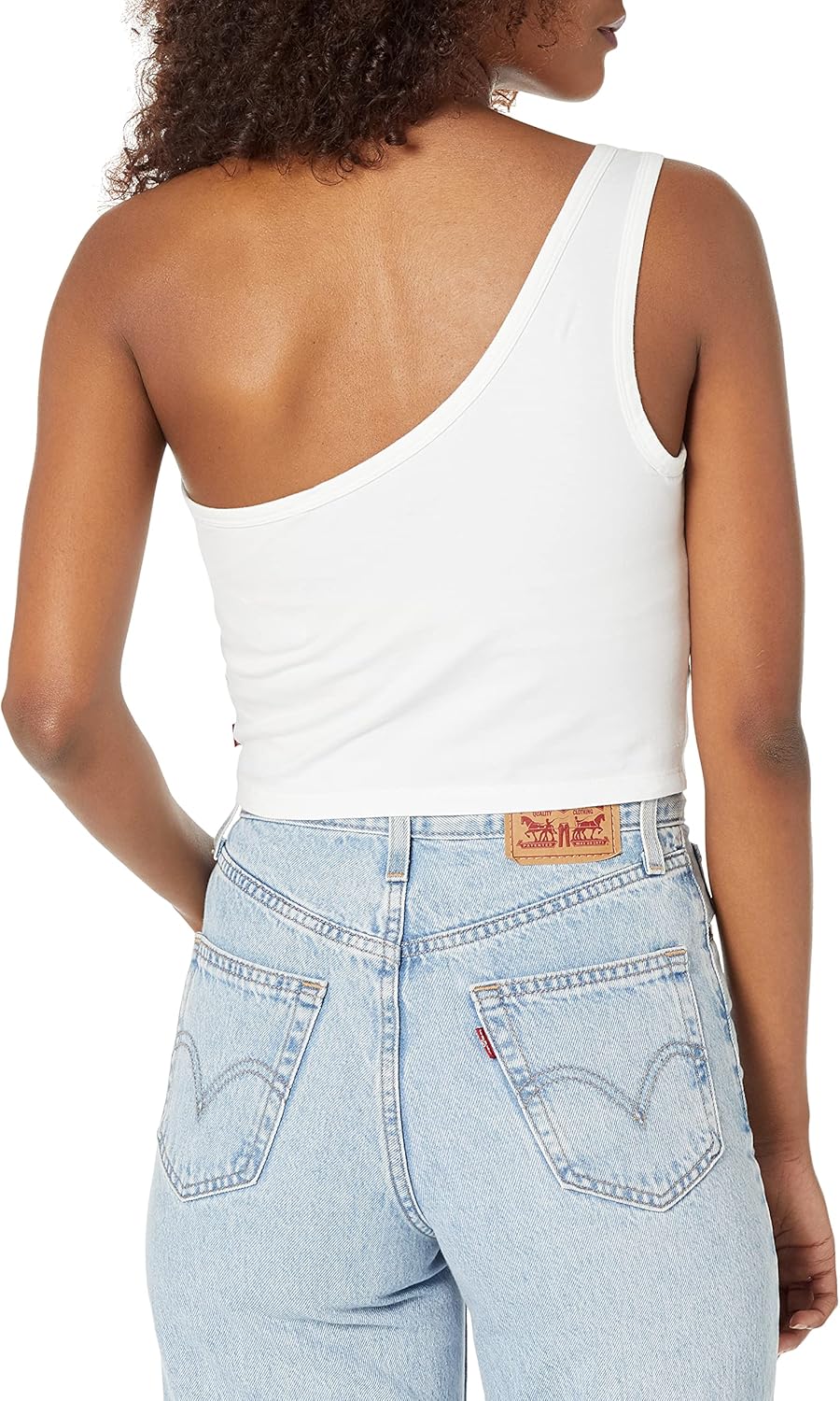 Женская укороченная майка Levi's с логотипом на одно плечо, White — фото 2
