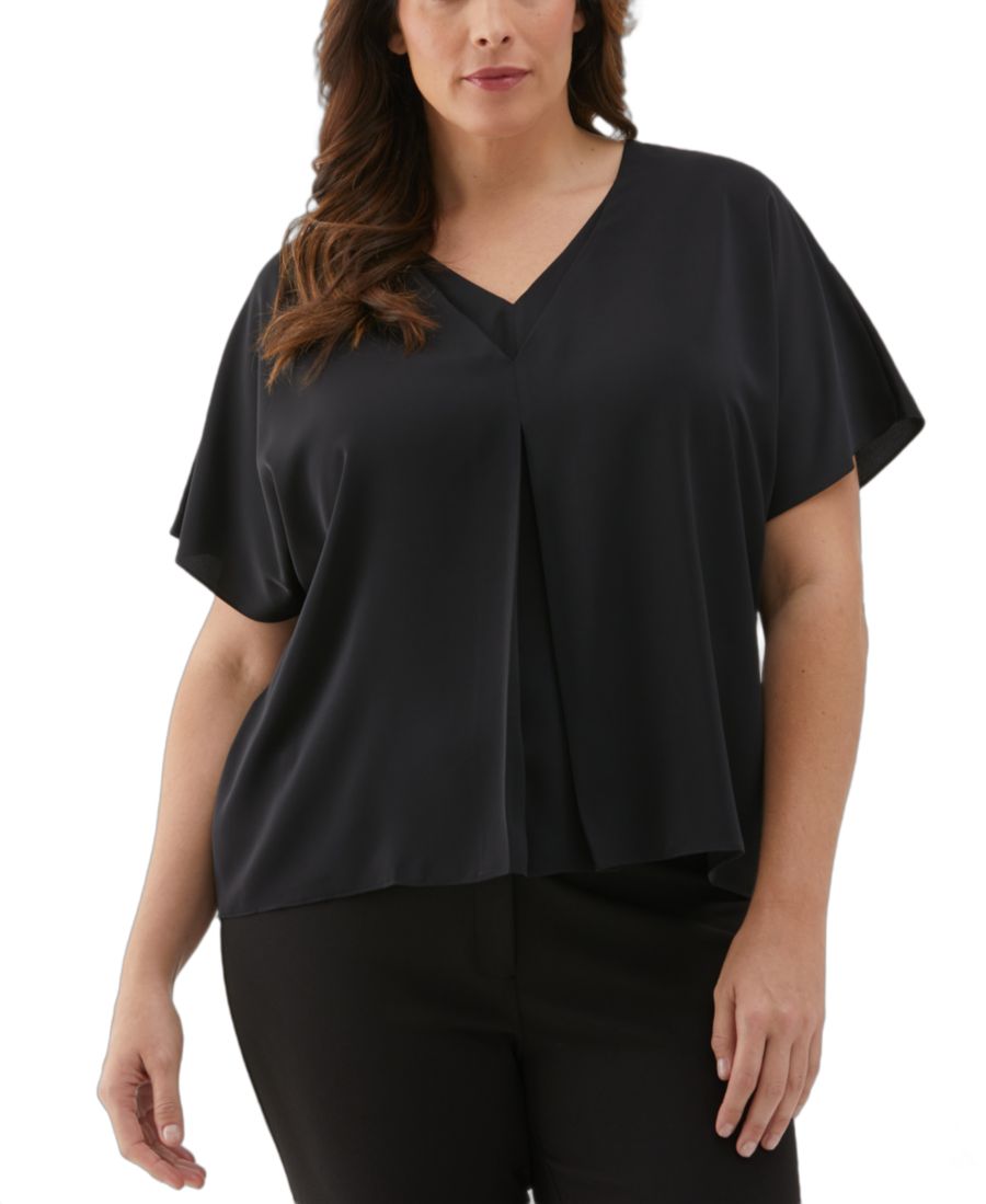 

Топ с коротким рукавом и рукавами-летучая мышь для полных женщин ELLA Rafaella, Black