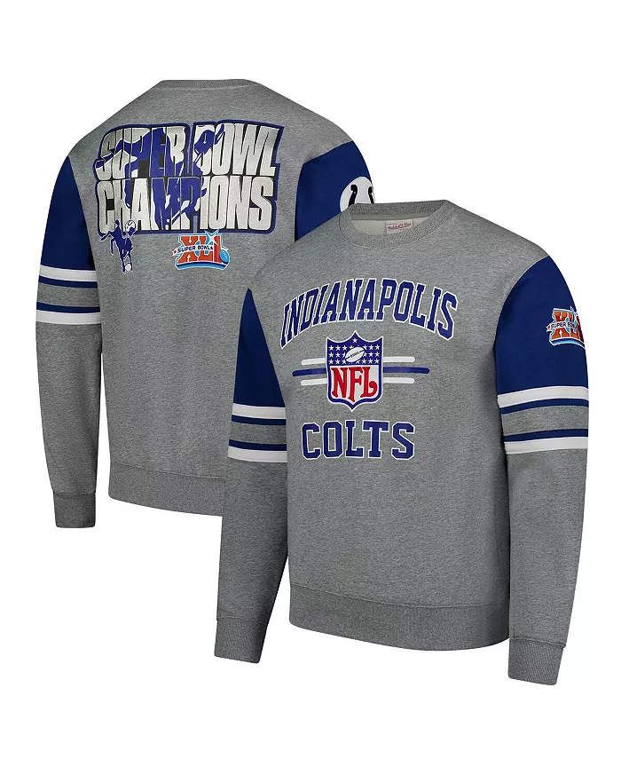 

Мужской свитшот с оверсайз принтом Indianapolis Colts All Over 4.0 Vintage, цвет хизер-серый Mitchell & Ness