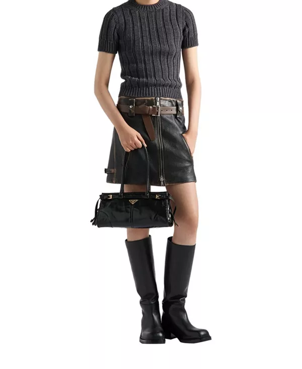 Средняя кожаная сумка-трансформер Bonnie через плечо Prada, черный — фото 3