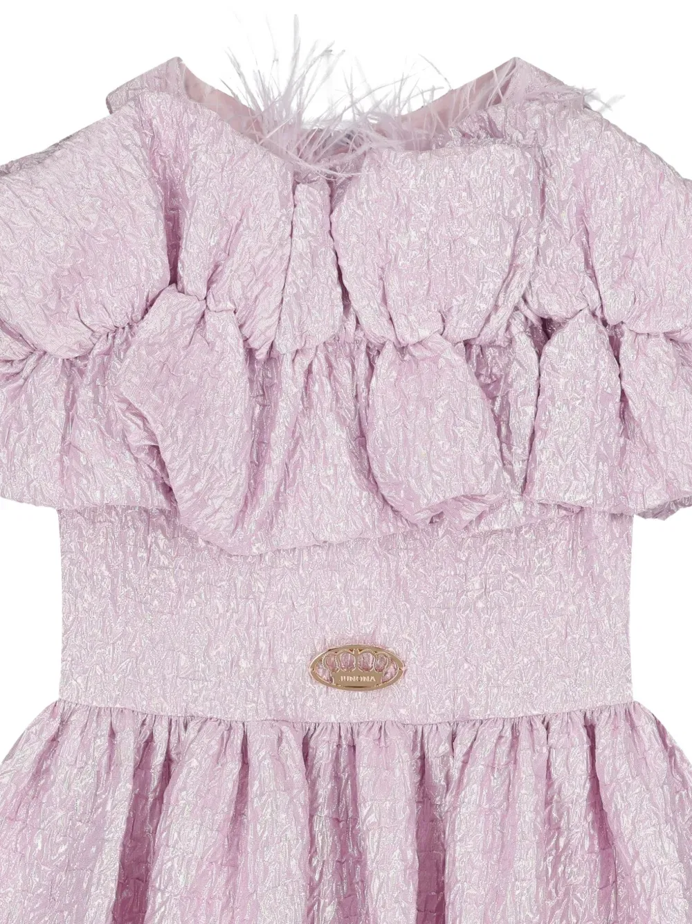 Платье с оборками и перьями Escada Kids, фиолетовый — фото 3