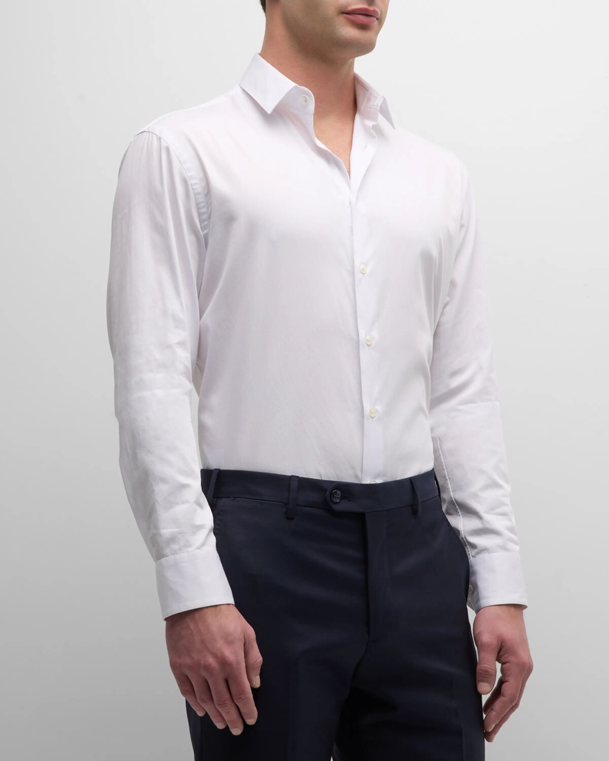 

Мужская однотонная хлопковая спортивная рубашка Giorgio Armani, цвет White