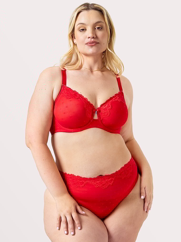 

Прозрачные трусики-слипы с высоким вырезом Curvy Couture, diva red