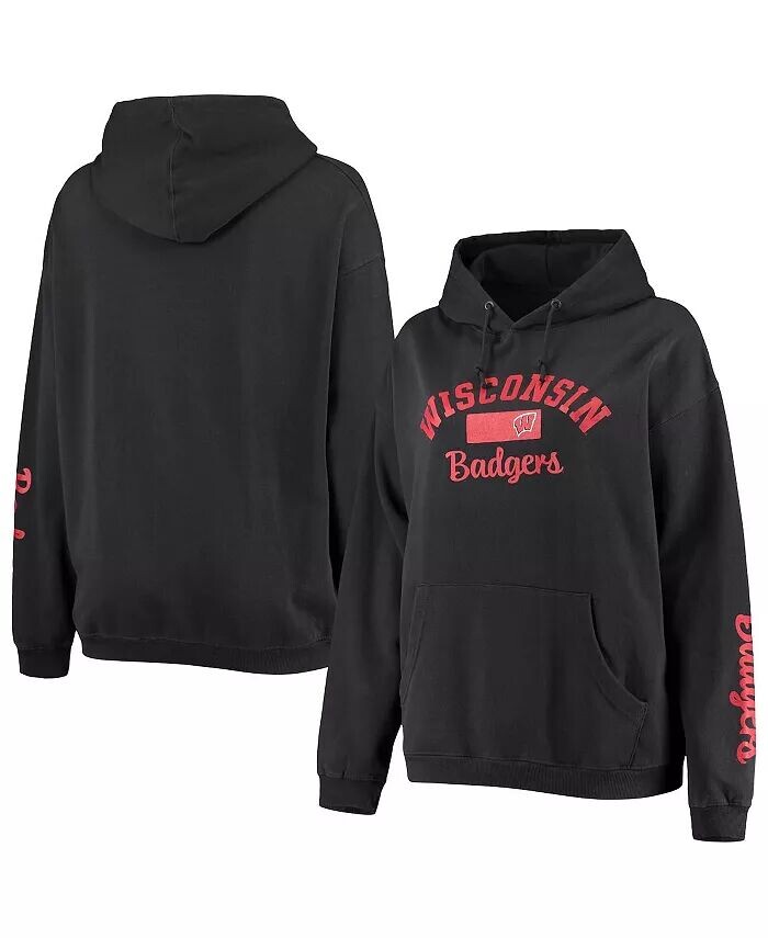 

Женская черная толстовка с капюшоном Wisconsin Badgers Rock n Roll Super Oversize Pressbox