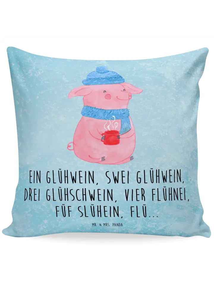 

Подушка Mr & Mrs Panda 40x40 Schweinchen Glühwein, цвет eisblau