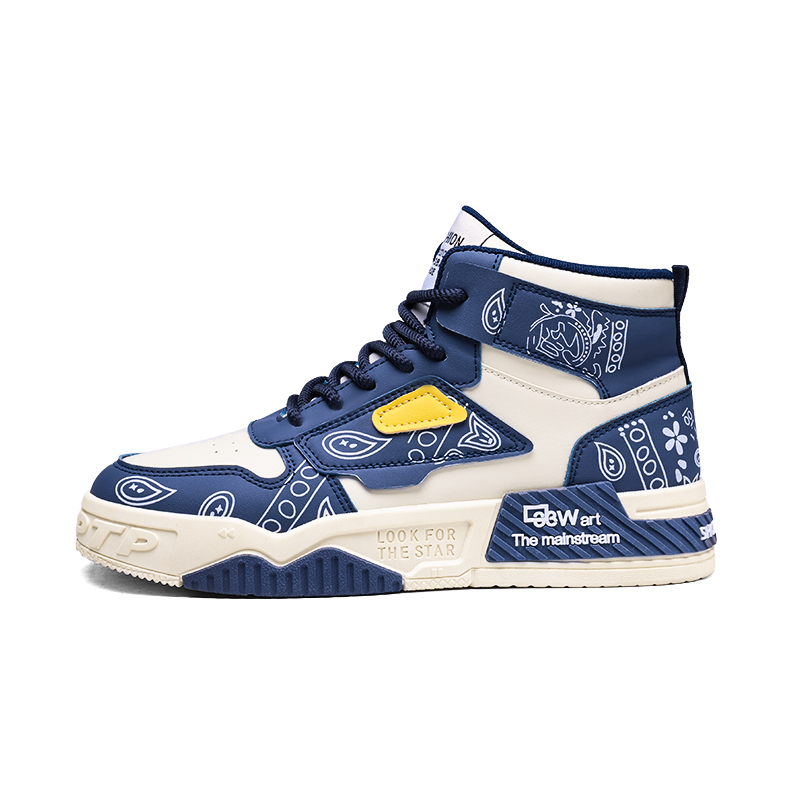 

M.M Party Скользоустойчивые износостойкие высокие повседневные кроссовки мужские бело-голубые, цвет White Blue