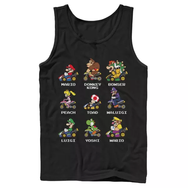 

Мужская футболка с боковым изображением персонажей Mario Kart Licensed Character, черный