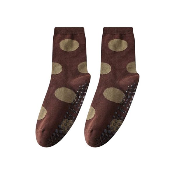 

2 пары женских носков в горошек из хлопка с противоскользящей подошвой Anna-Kaci, Brown