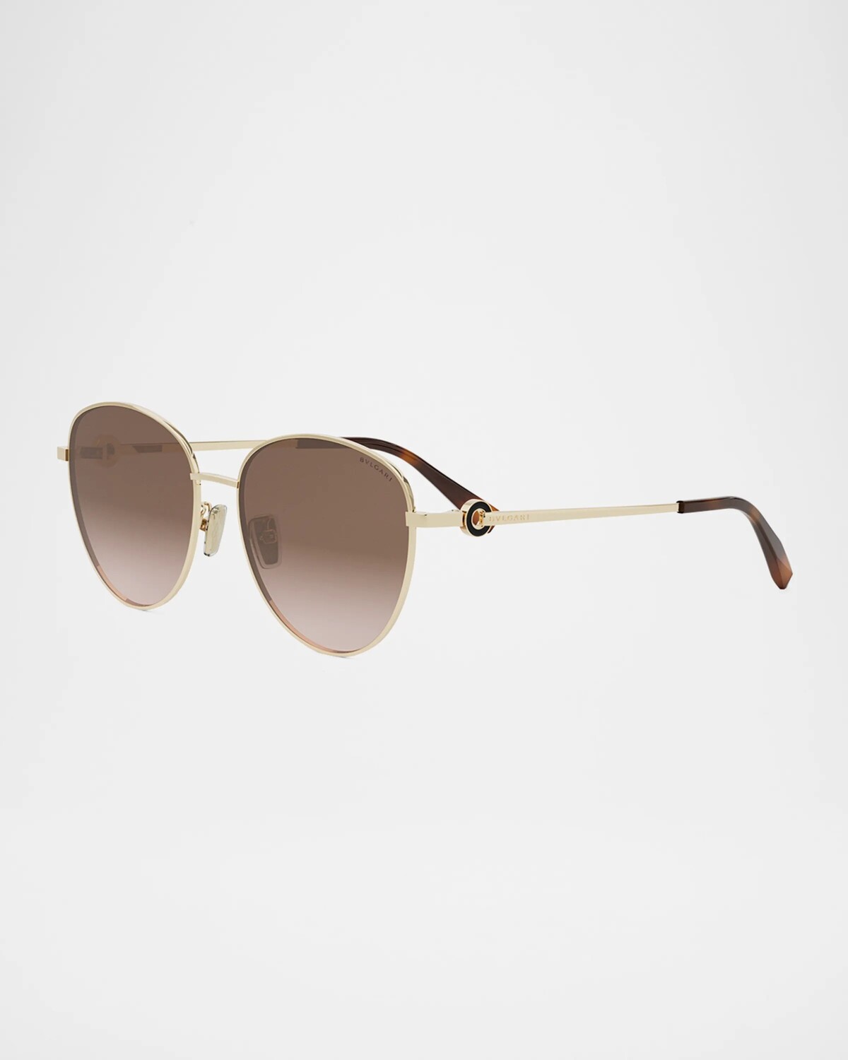 

Круглые солнцезащитные очки из металла и нейлона Bvlgari, цвет Goldother Gradient Brown