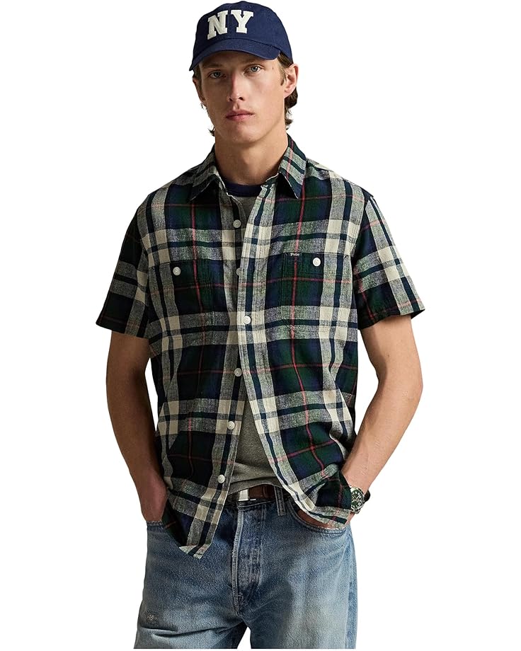 

Поло Polo Ralph Lauren Classic Fit Plaid Linen-cotton Shirt, цвет Navy/Green/Multi