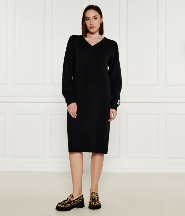 

Платье Dkny шерстяное с v-образным вырезом, черный