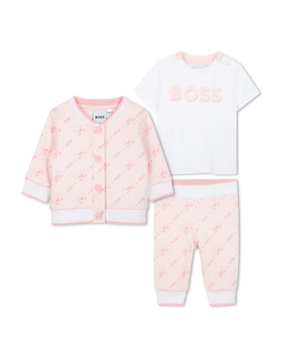 

Розовый хлопковый комплект для девочки BOSS Kidswear, цвет Rosa