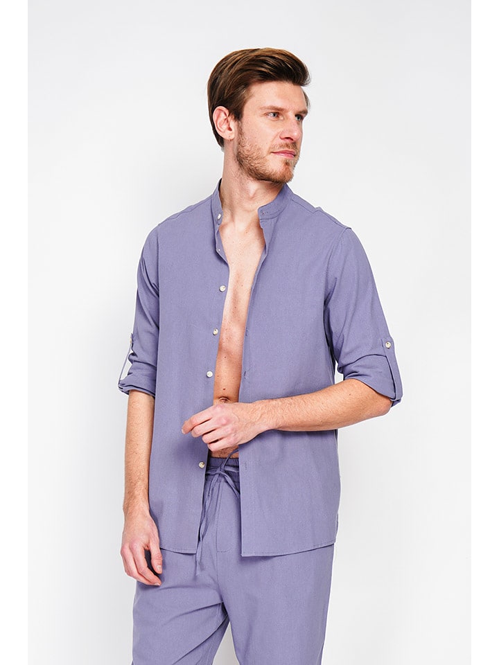 

Льняная рубашка фиолетового цвета Secret du Lin