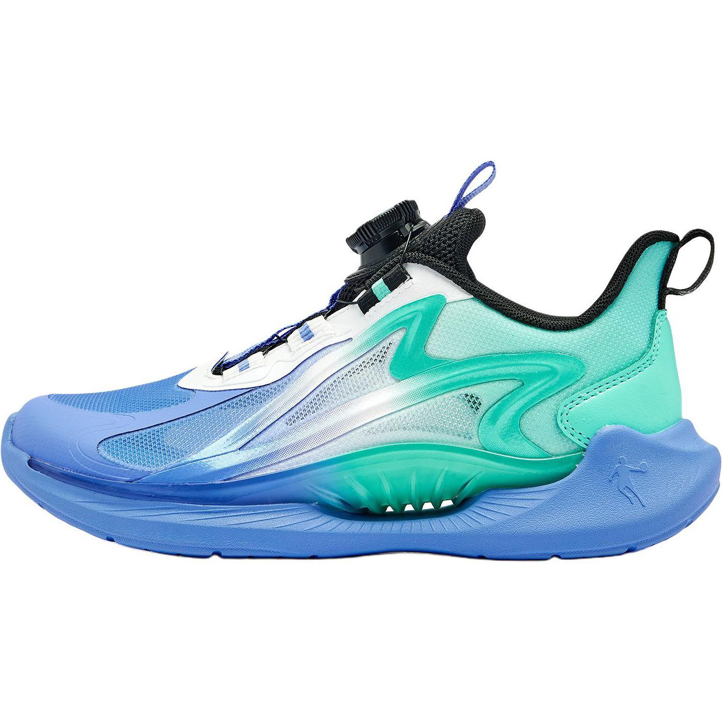 

QIAODAN Низкие детские беговые кроссовки Blue Green с противоскользящей и устойчивой к истиранию подошвой