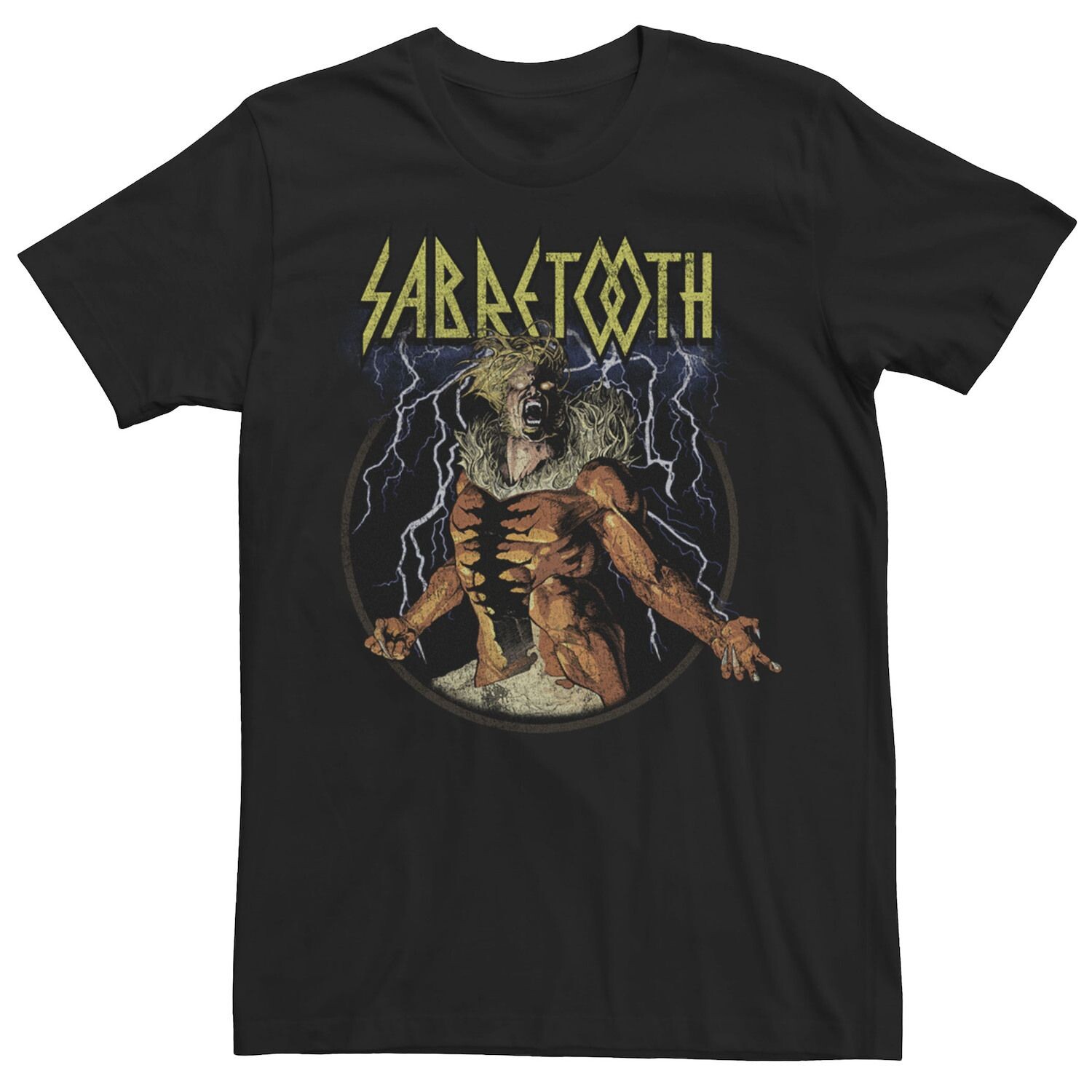 

Мужская футболка Marvel X-Men Sabretooth Epic Lightning Vintage Rock