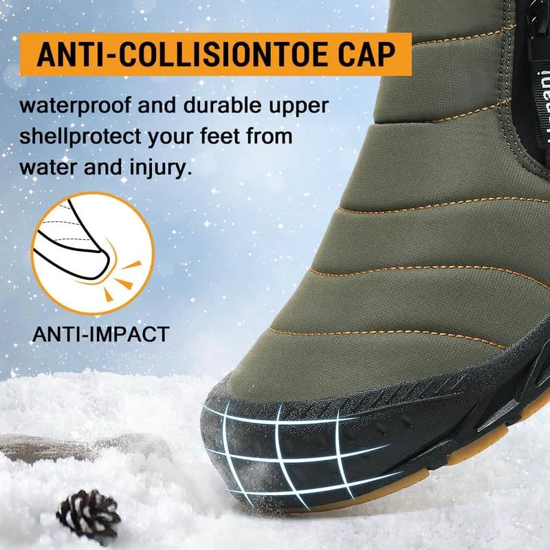 Мужские зимние ботинки Hanani Mens Snow, водонепроницаемые, с меховой подкладкой, теплые ботинки до щиколотки, на молнии, удобные для прогулок и активного отдыха, зеленый — фото 4