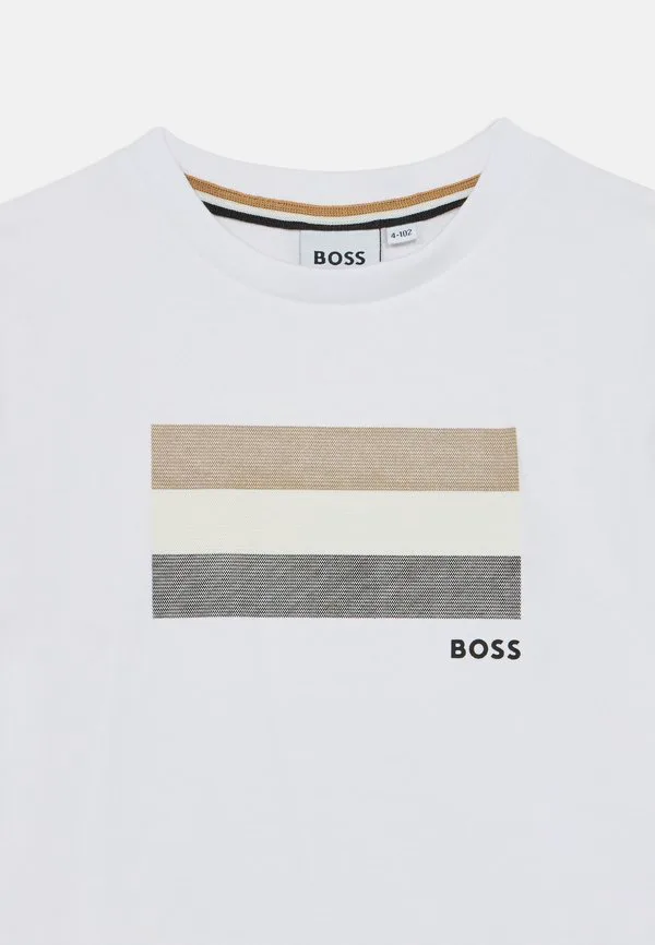 Детская и подростковая футболка с коротким рукавом и принтом Boss Kidswear, White — фото 3
