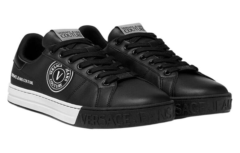 Кроссовки VERSACE JEANS Couture Skateboarding Shoes Men Low-top Black/white, черный — фото 4