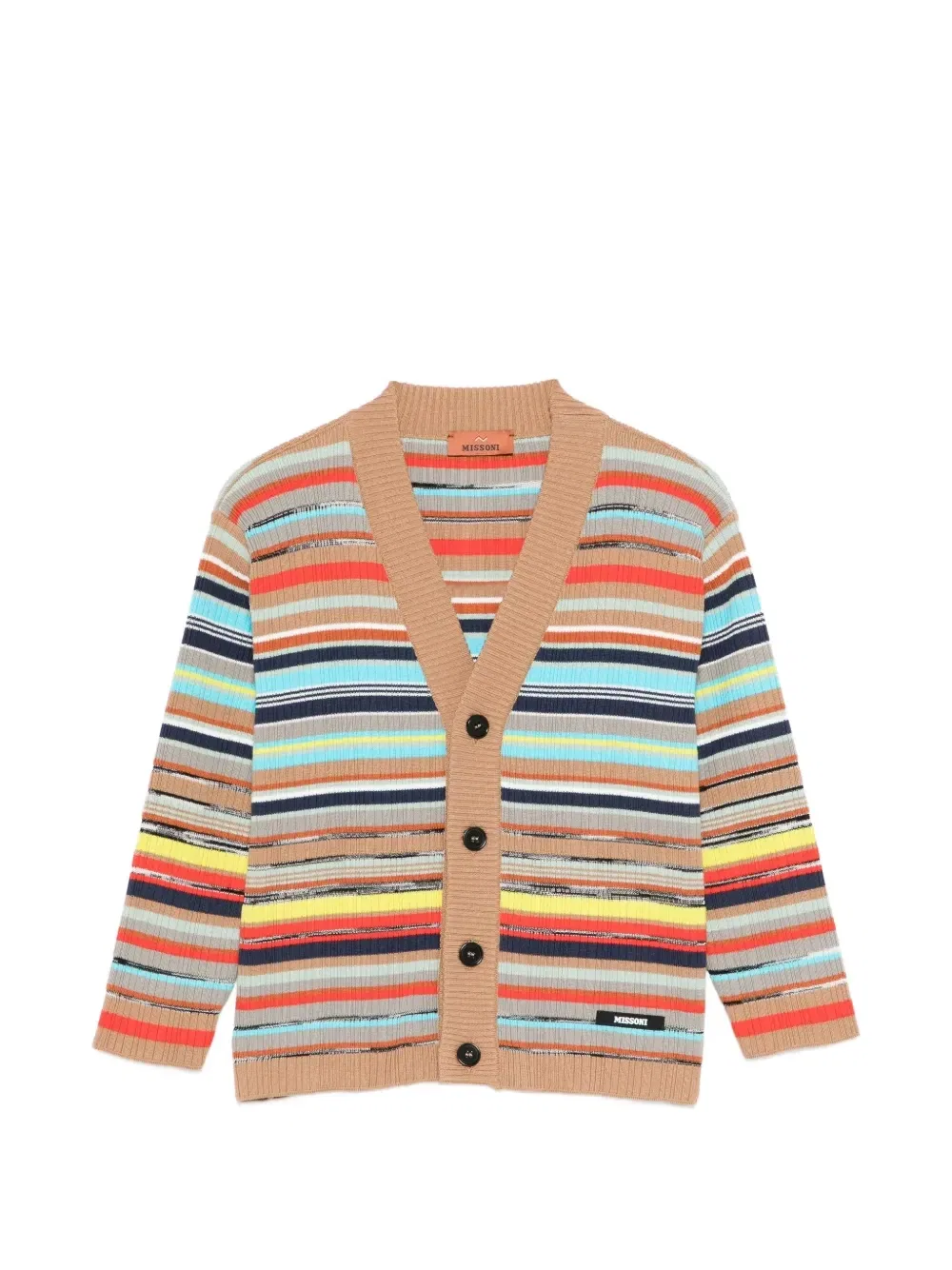 Кардиган в полоску на пуговицах Missoni Kids, бежевый