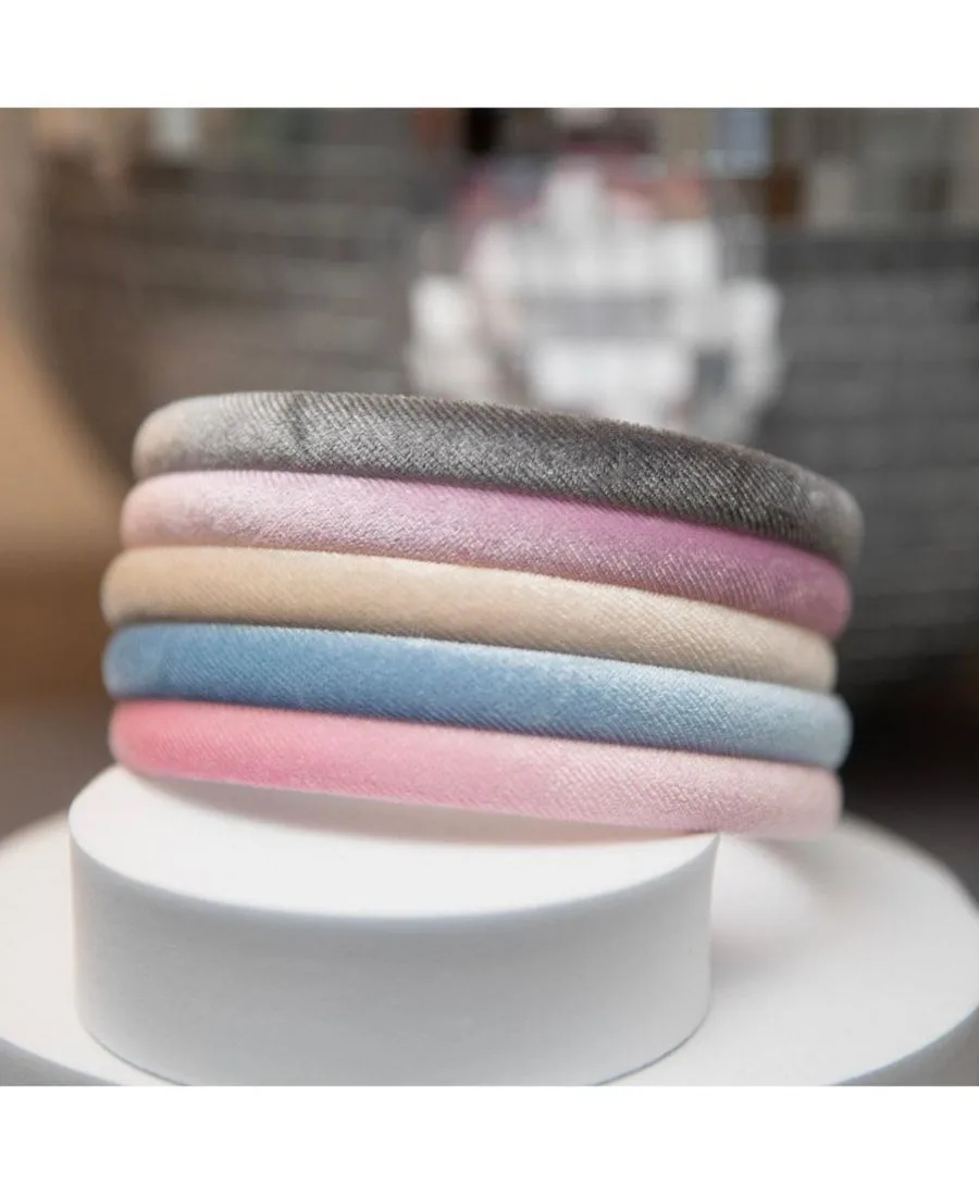 Headbands of Hope Классический набор тонких мягких повязок на голову - бежевый + фиолетовый + серый — фото 3