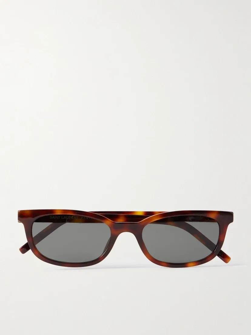 Солнцезащитные очки-кошечки из ацетата черепаховой расцветки Saint Laurent Eyewear, коричневый