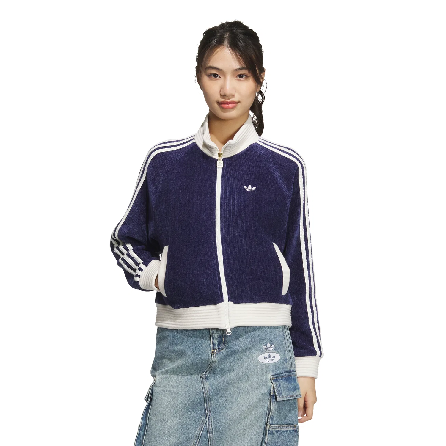Женская цветная куртка, тёмно-синяя, от Adidas — фото 4