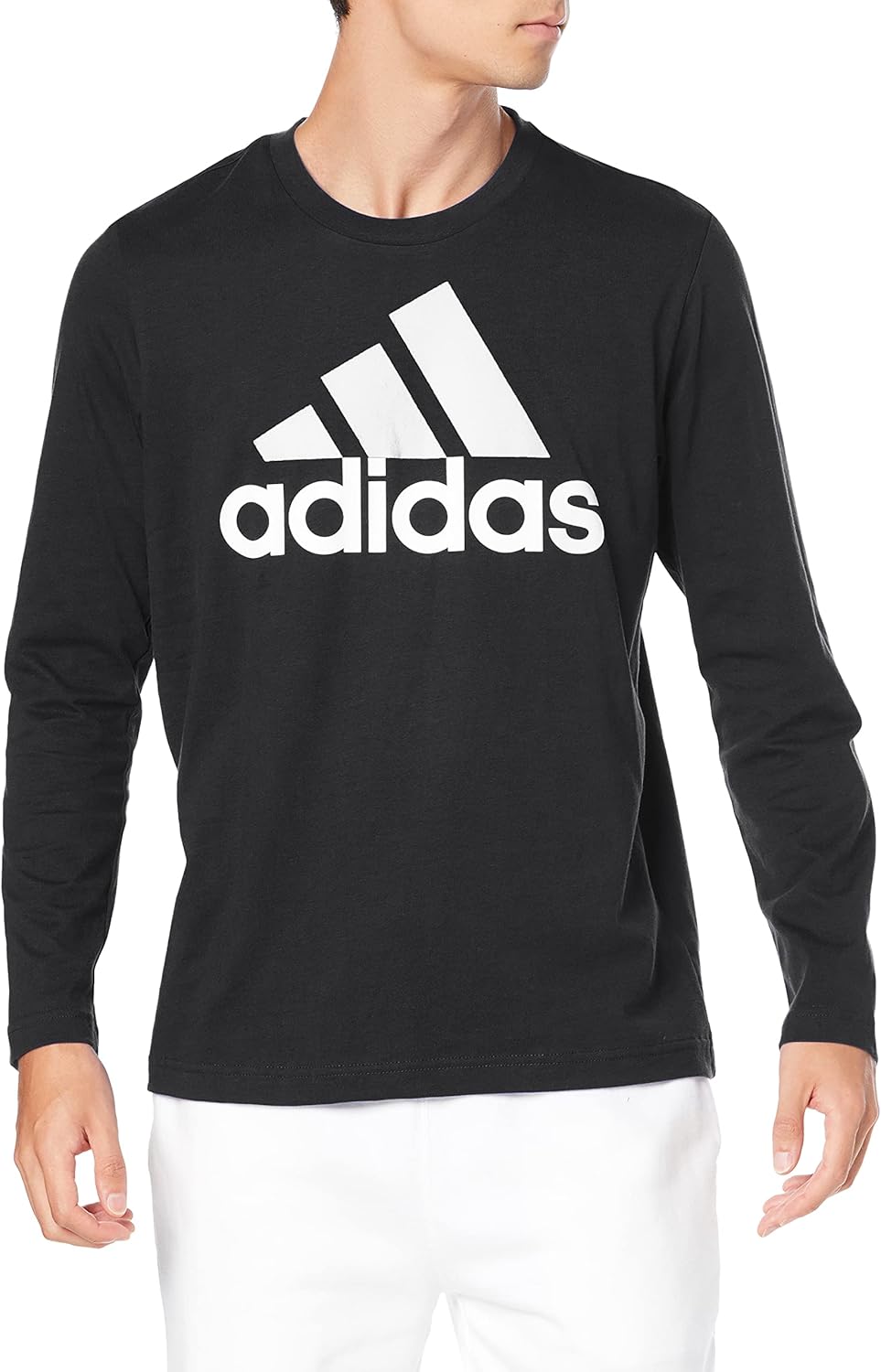 Мужская футболка с длинным рукавом Adidas Essentials BL SJ, черно-белый/белый — фото 2