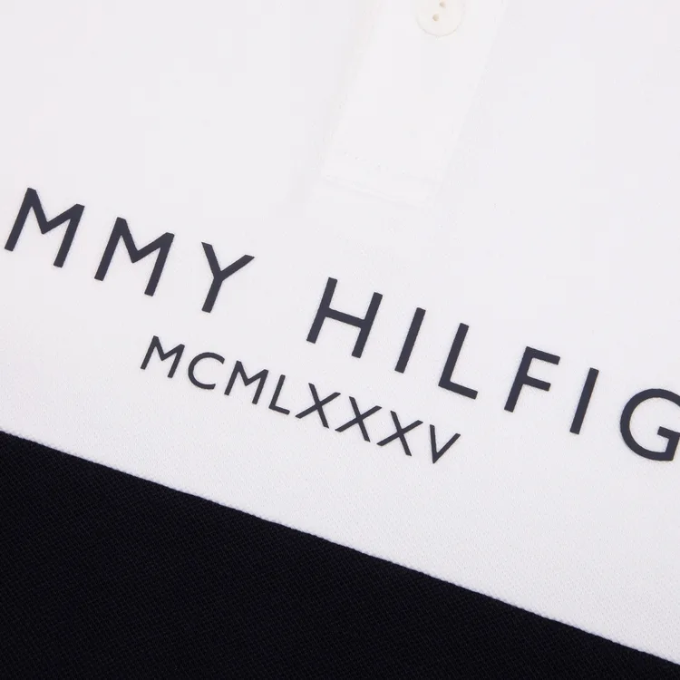 Tommy Hilfiger Футболка с полосками и надписями в стиле минимализм, черно-бело-красная, разноцветная, детская — фото 4