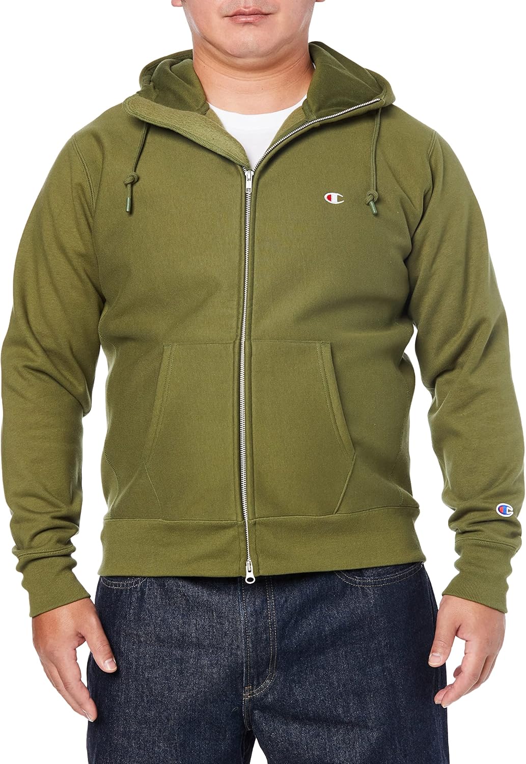 

Мужская толстовка Champion Reverse Weave на молнии с капюшоном, ветрозащитная, водоотталкивающая, теплая и влагоудерживающая, с вышитым логотипом (REVERSE WEAVEC3-U124), зеленый