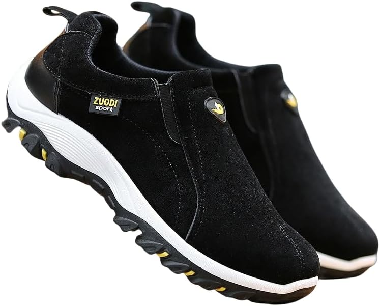 

Мужские треккинговые кроссовки большого размера на слипоны с однотонным дизайном, удобной мягкой подошвой и противоскользящей поверхностью для активного отдыха на открытом воздухе Hoalox, черный