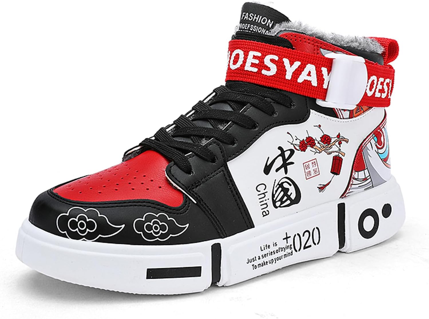 

Мужские модные кроссовки высокие скейт-ботинки стильные кроссовки повседневные прогулочные туфли Spwagym, красный