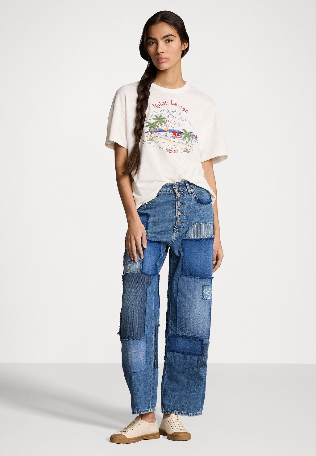 

Принт на футболке BEACH MOTIF EMBROIDERED TEE Ralph Lauren, кремовый