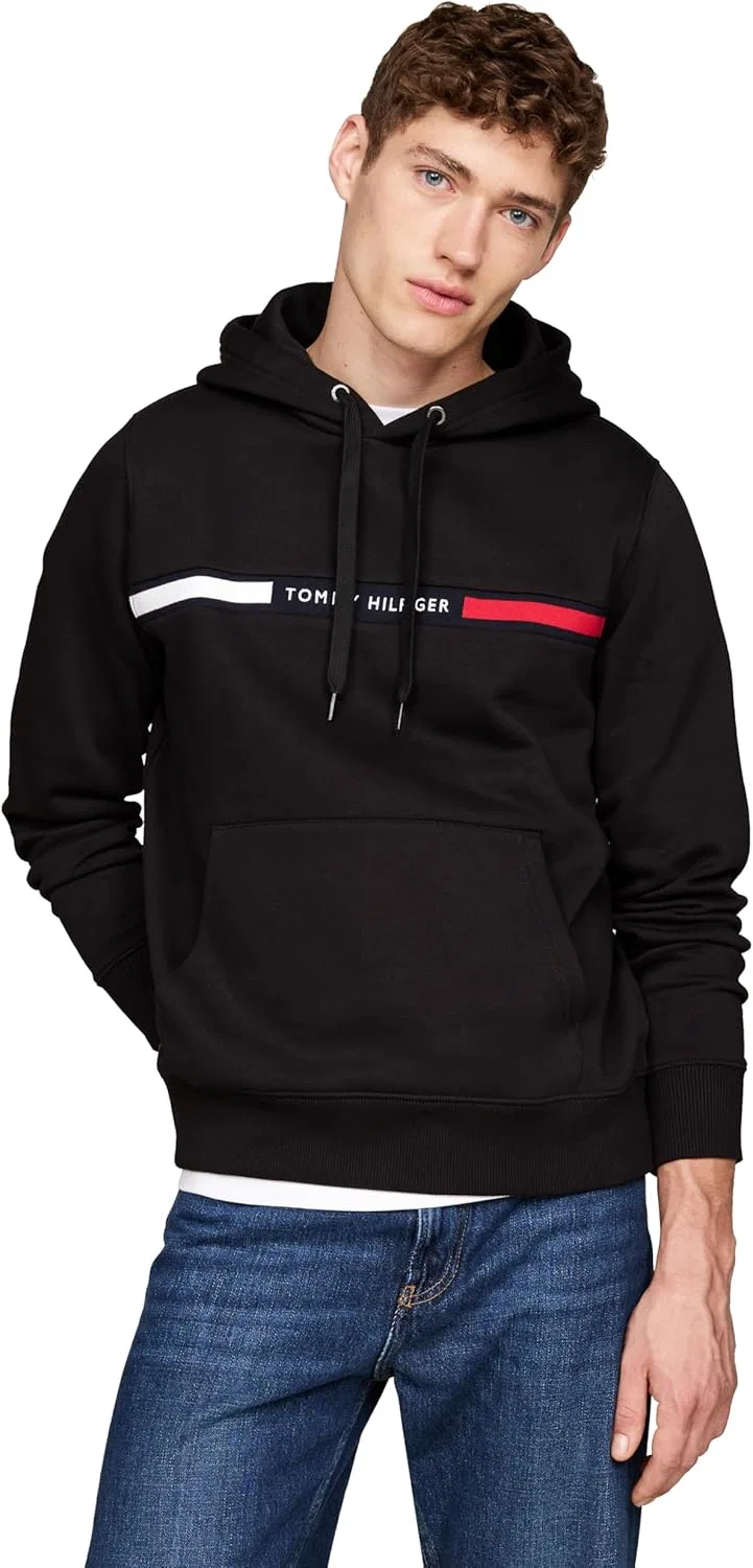 Толстовка с капюшоном Tommy Hilfiger, флисовая, черная