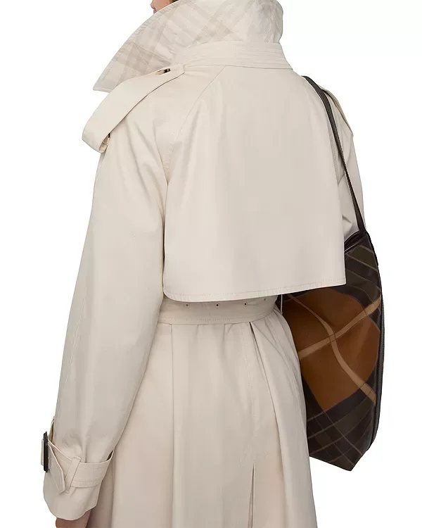 Тренч Burberry Clam, длинный габардиновый, свободный крой, бежевый — фото 4