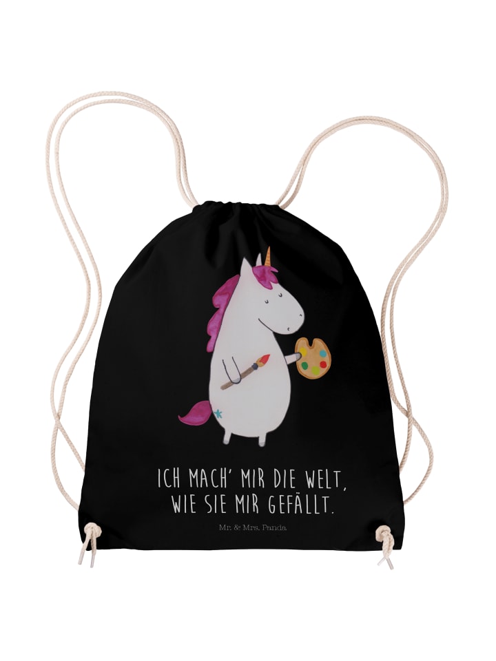 

Mr. & Mrs. Panda Спортивная сумка «Единорог-художник» с надписью, черная