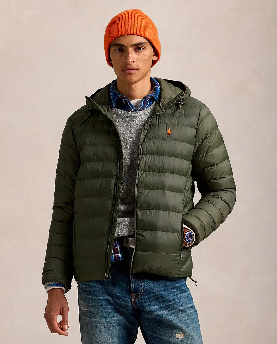 

Мужской пуховик с капюшоном Polo Ralph Lauren, темно-зеленый