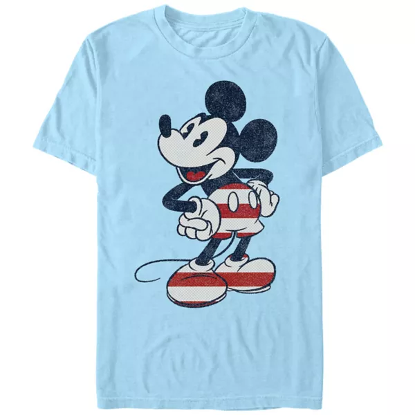 

Мужская футболка с принтом Микки Мауса, красно-белая Disney, голубой