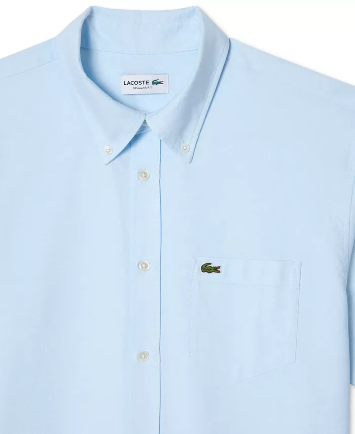 Мужская рубашка с коротким рукавом на пуговицах Oxford Lacoste, белый — фото 2