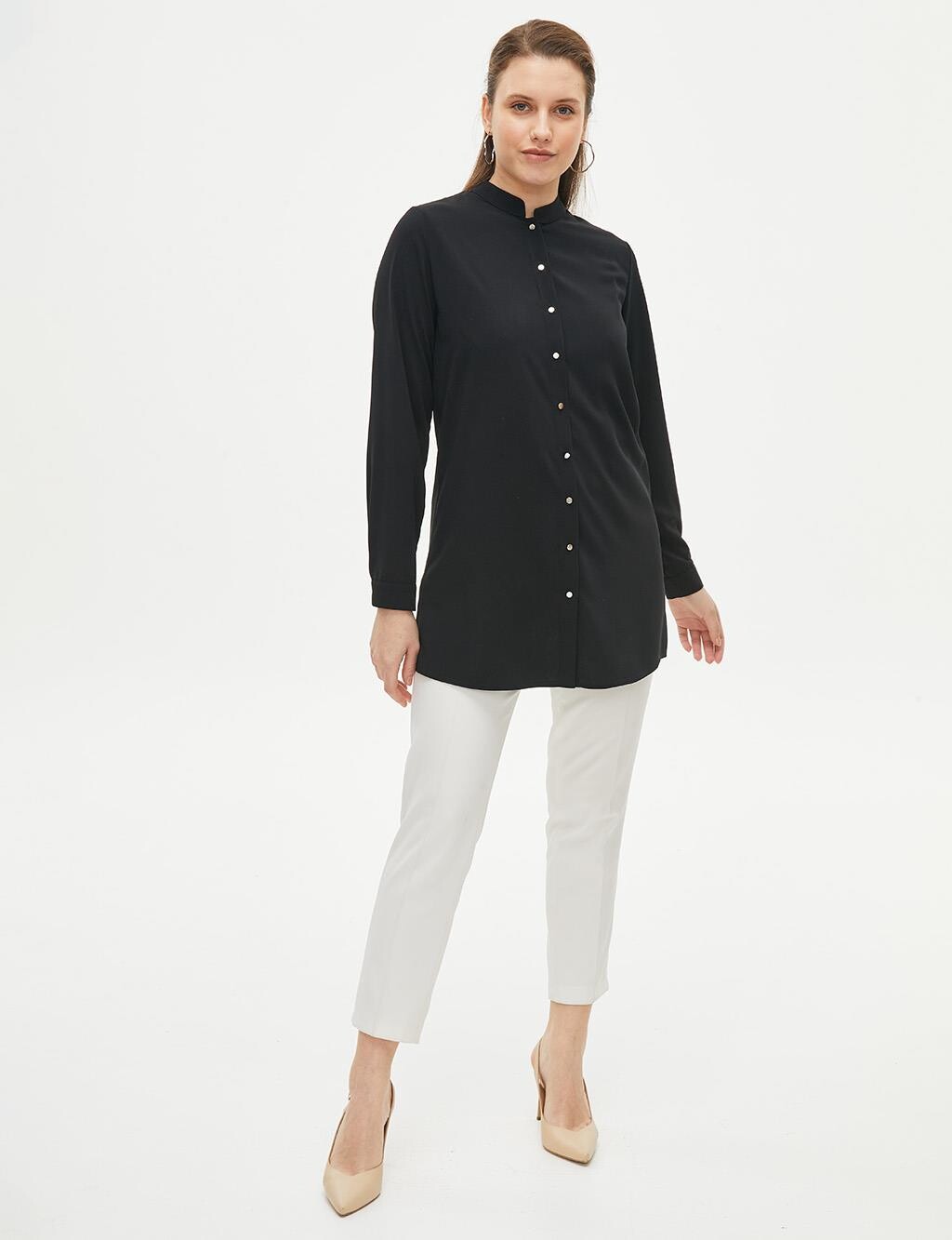 

Туника Basic Grandad Collar Черный Kayra