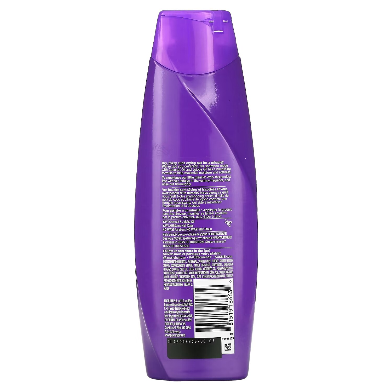 Шампунь Aussie Miracle Curls с кокосом и маслом жожоба, 360 мл — фото 2