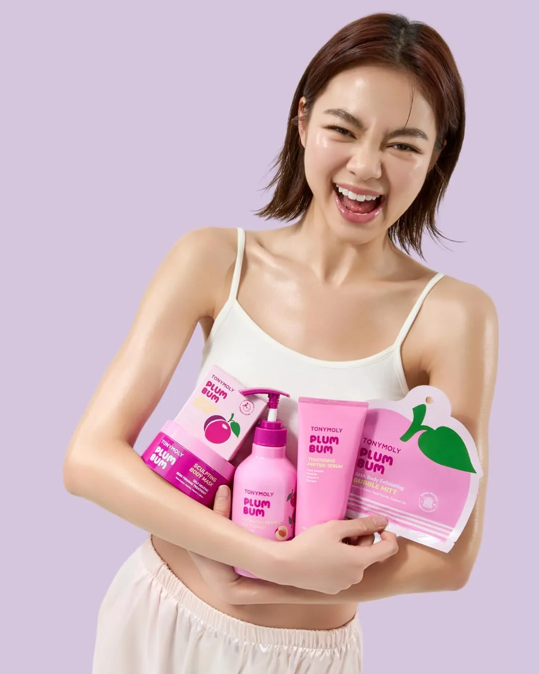 Увлажняющий и питательный гель для душа TONYMOLY Plum Bum Peptide с экстрактом сливы, пептидами и глицерином - нежный корейский гель для душа для мягкой, гладкой и сияющей кожи, 385 мл., Purple — фото 4
