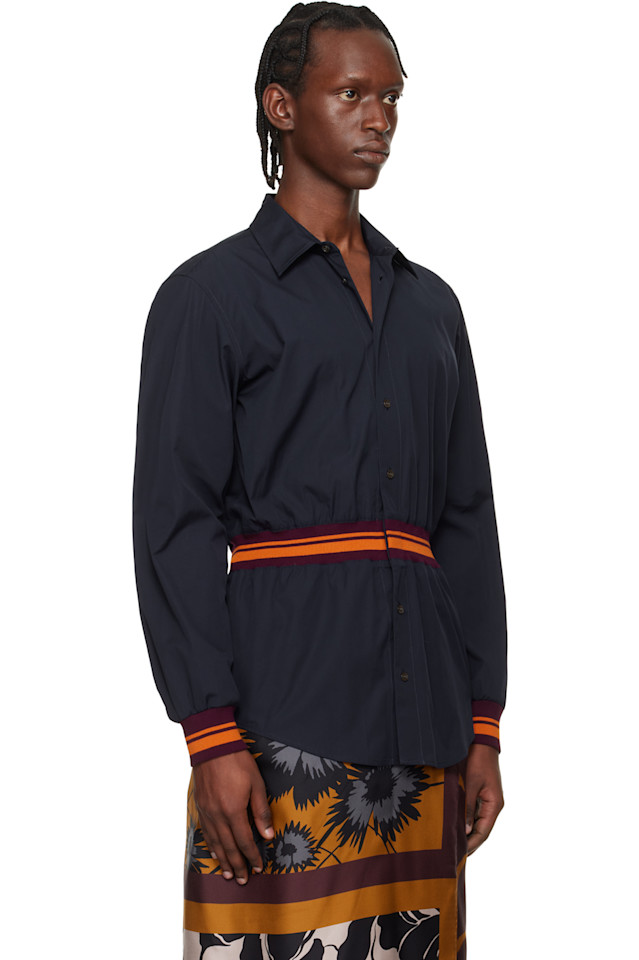 Dries Van Noten Темно-Синяя хлопковая рубашка — фото 2