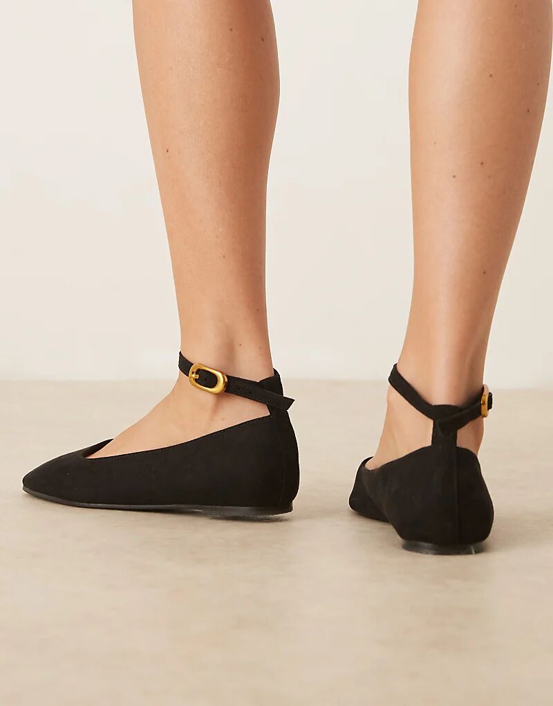 Балетки Lara с круглым носком из черной замши ASOS DESIGN — фото 4