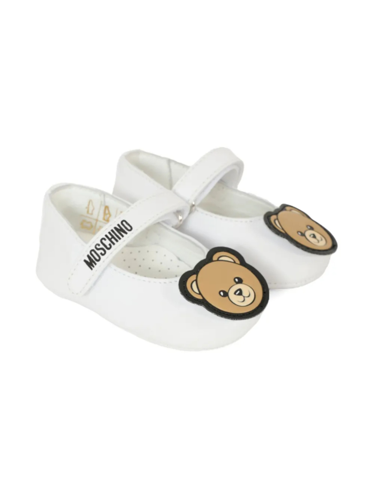 

Туфли-балетки Moschino Kids с плюшевым принтом, белый