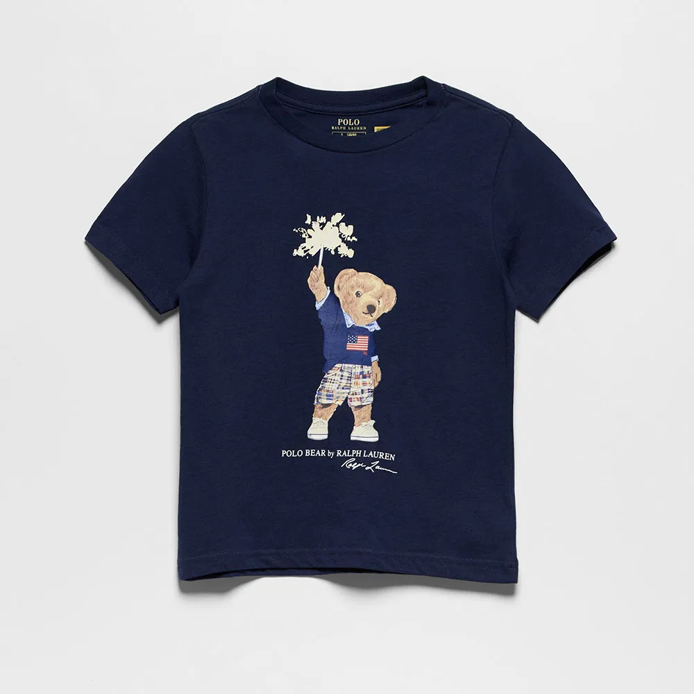 Детская футболка Polo Bear из хлопкового джерси тёмно-синяя от Polo Ralph Lauren Children