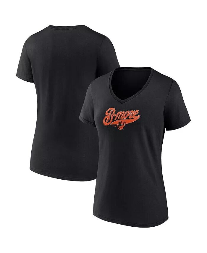 

Женская черная футболка Baltimore Orioles B-more с V-образным вырезом Fanatics